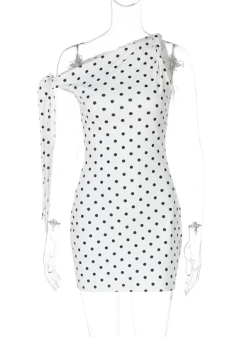 Shoulder Design Contrast Dotted Waist dress